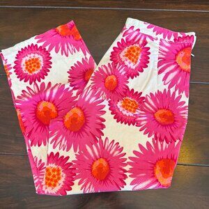 Larry Levine Sport Stretch Cropped Floral Pants Pink & White Size 6